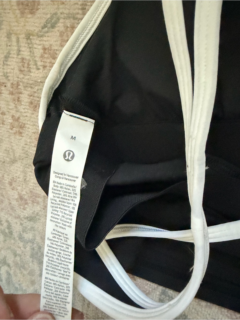 lululemon athletica Black Crop Tank with White Straps - Picture 3 of 3